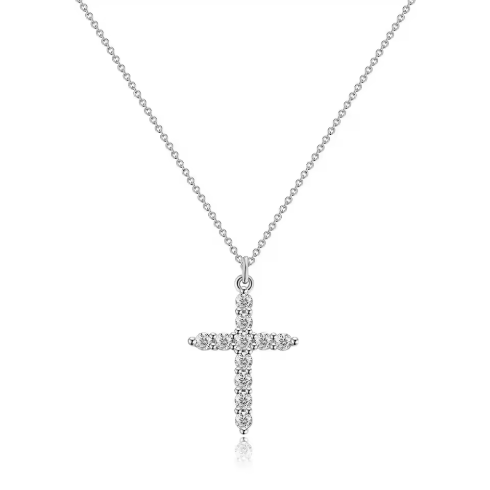 Diamond Cross Pendant Necklaces Classic Stainless Steel Chain