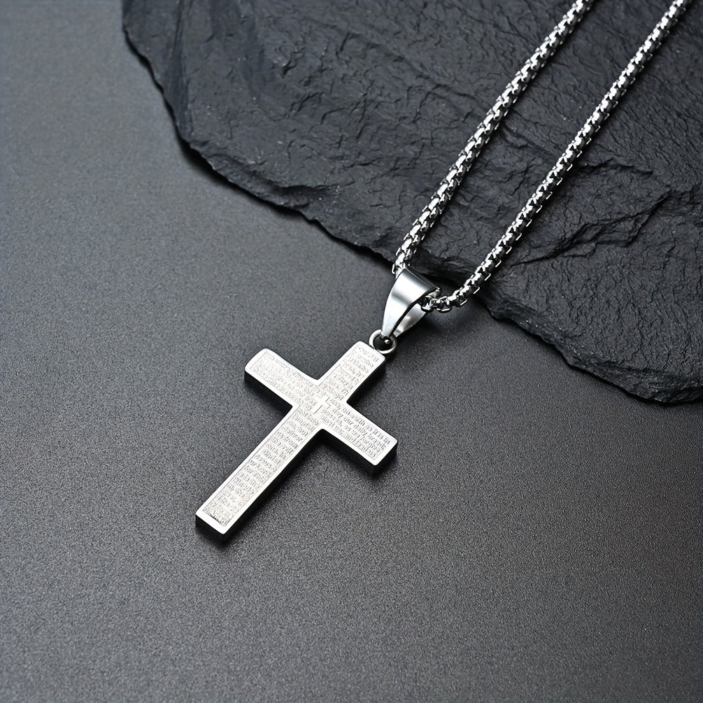 Engraved Cross Pendant Necklace