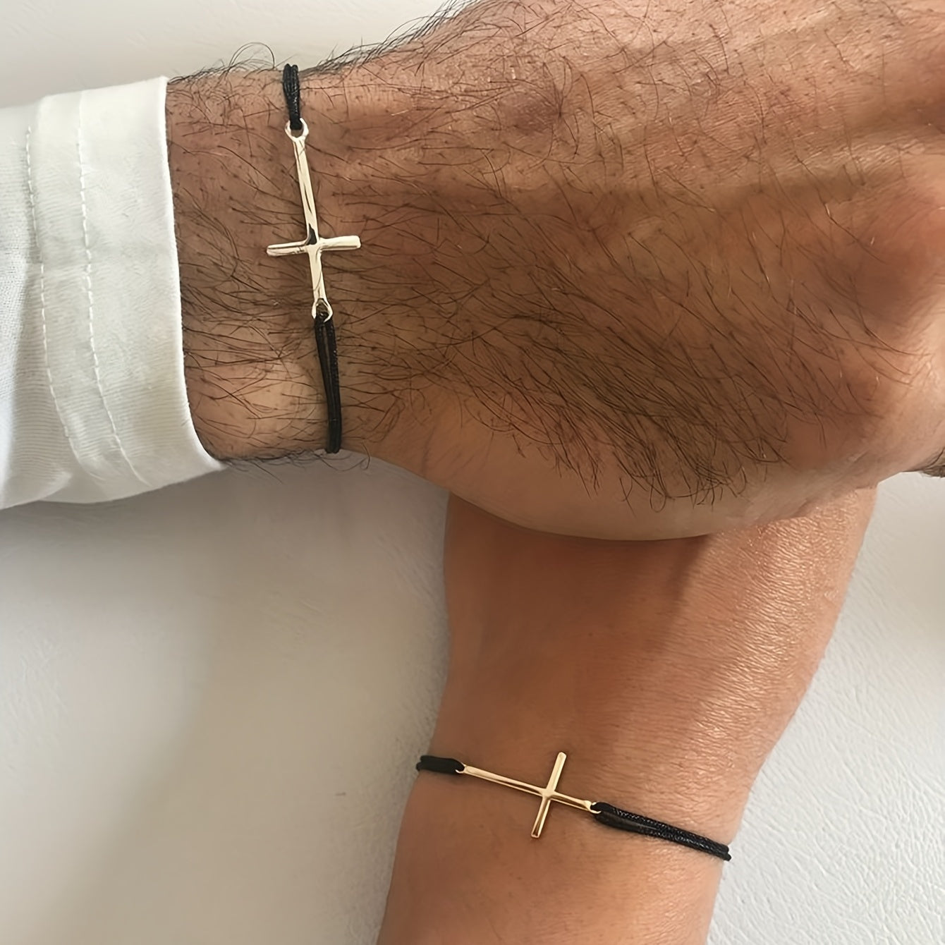 Couple Cross Braided Black Bracelet | Adjustable Friendship Bracelet