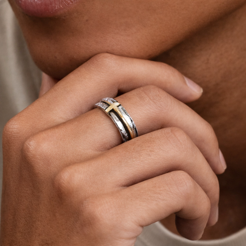 Cross Ring Gold and Silver | Adjustable | Eternal Faith