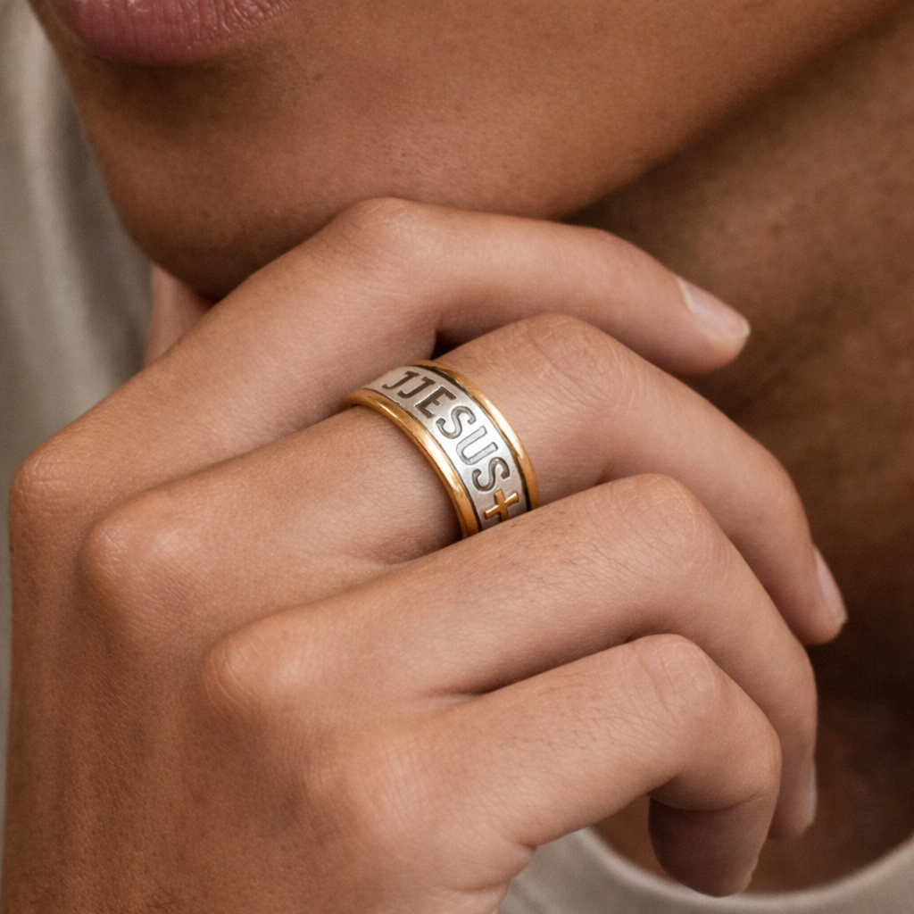 Jesus Cross Engraved Ring | Wedding Ring Style