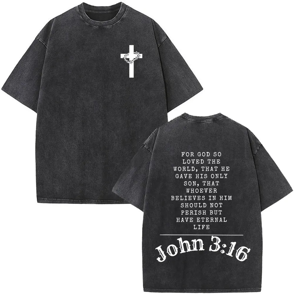 Faith Over Fear Bible Verse Washed T-shirts Y2K Vintage Oversized