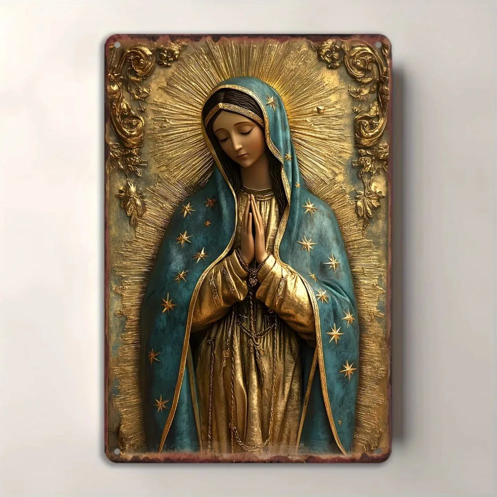 Virgin of Guadalupe Metal Wall Art | Rustic Americana Religious Mary
