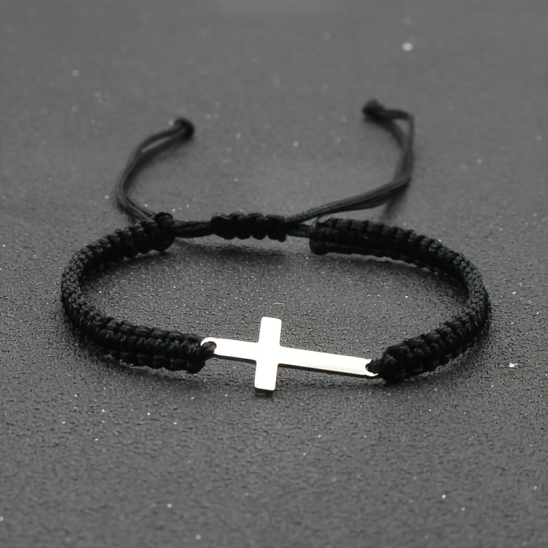 Woven Stainless Steel Cross Bracelet | Baptized